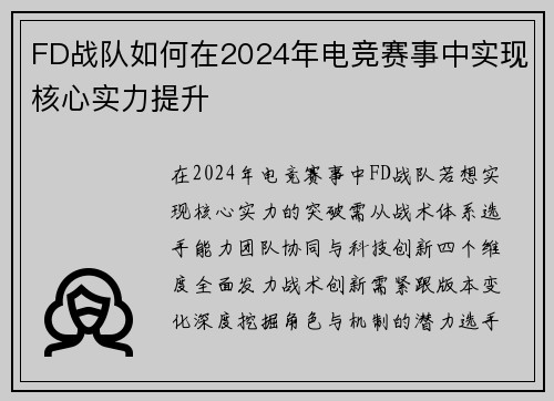 FD战队如何在2024年电竞赛事中实现核心实力提升